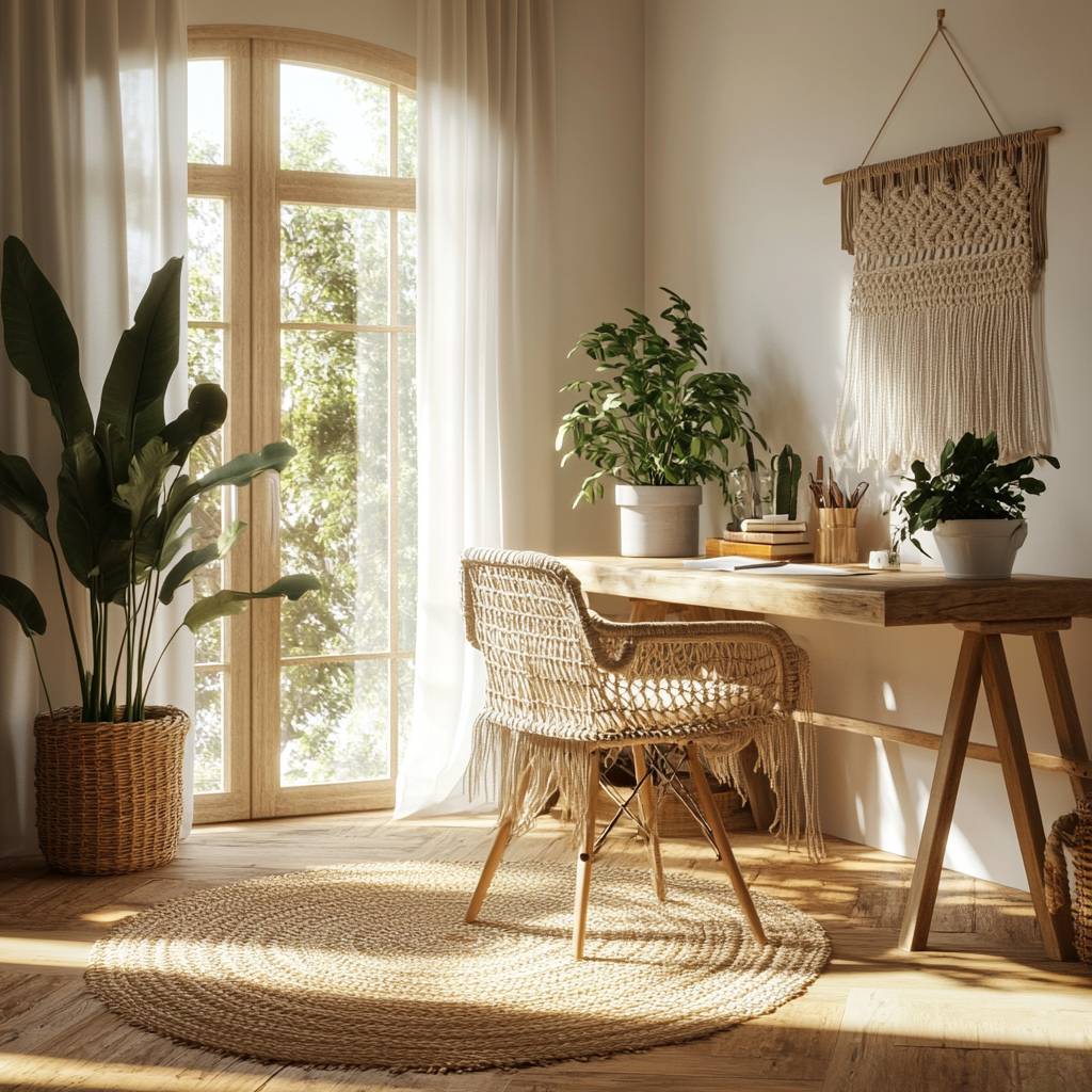Rattan Desk Setup
