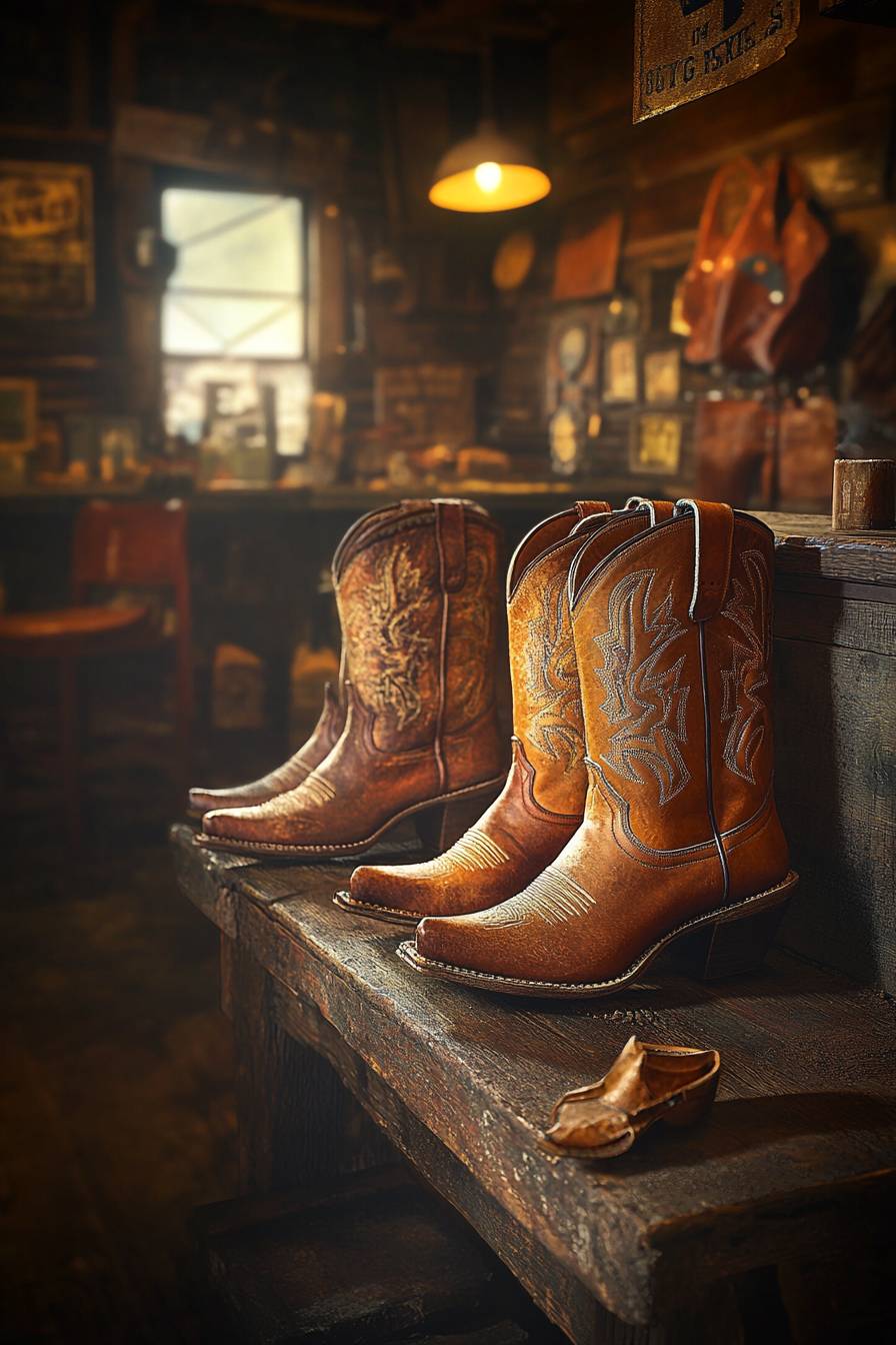 Vintage Cowboy Boots Display