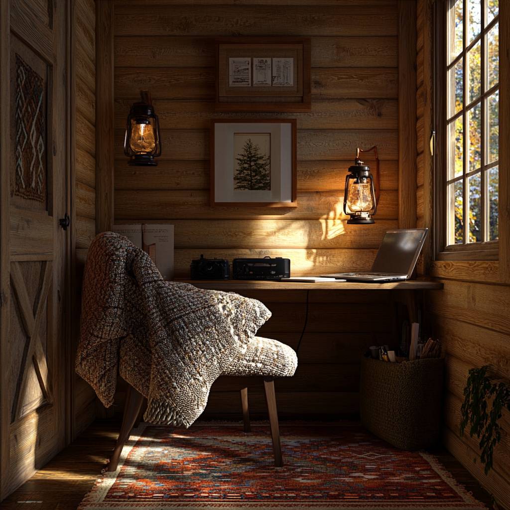 Boho Log Cabin Office