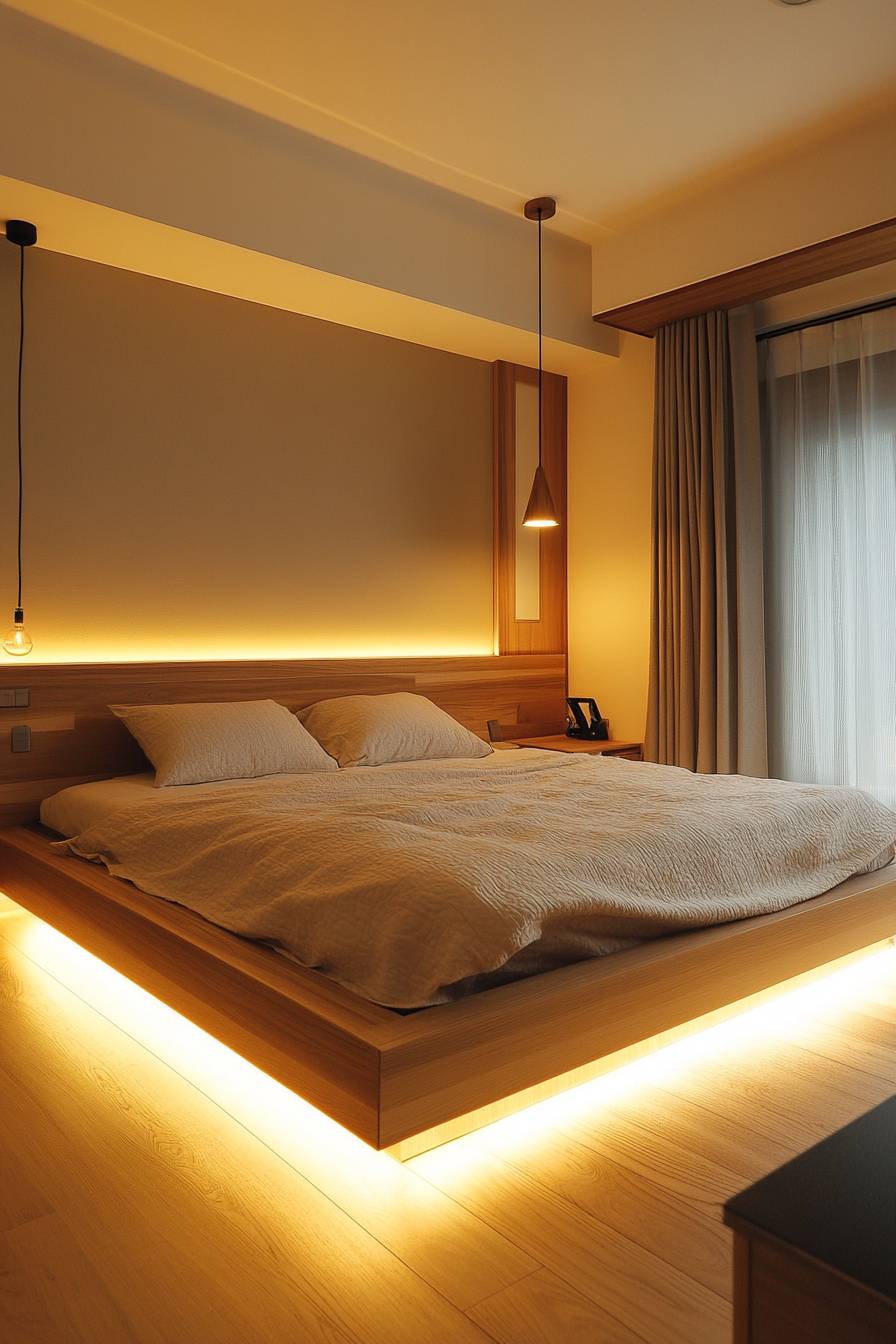Floating Bed with Ambient Glow