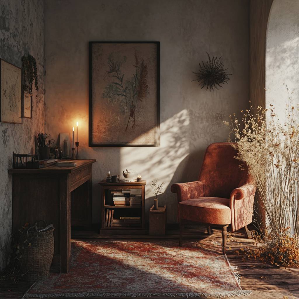 Boho Office by Candlelight