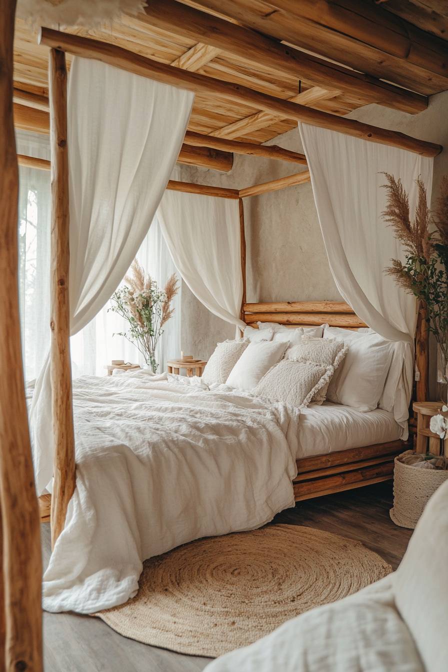 Wooden Canopy Bed