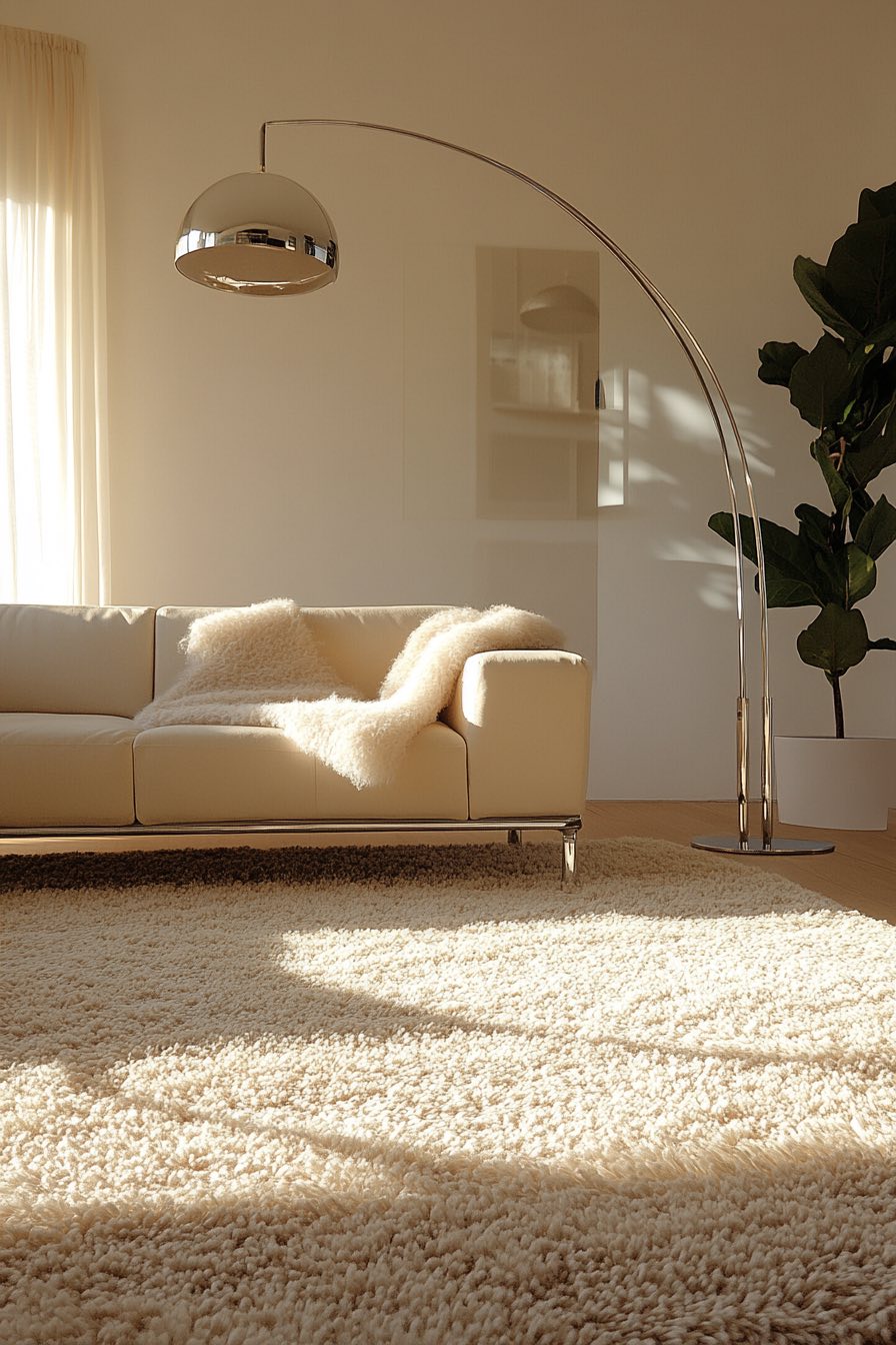 Shag Rug & Arched Lamp