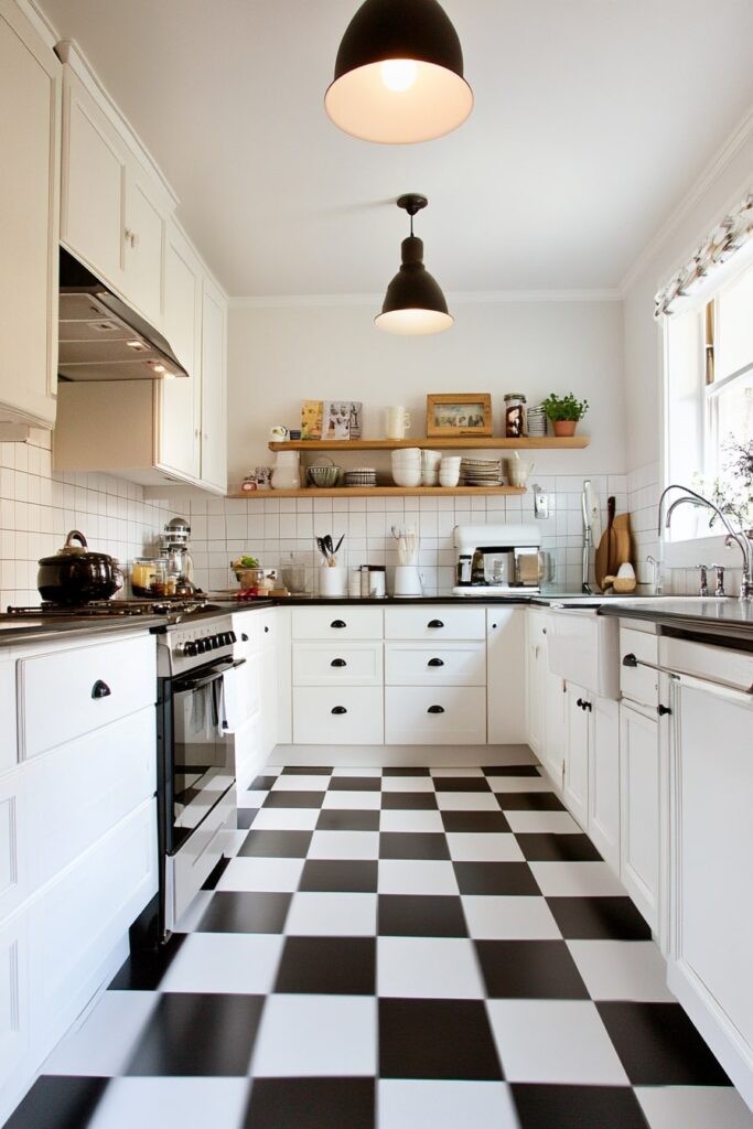 Classic Charm with Checkerboard Kitchen Style

