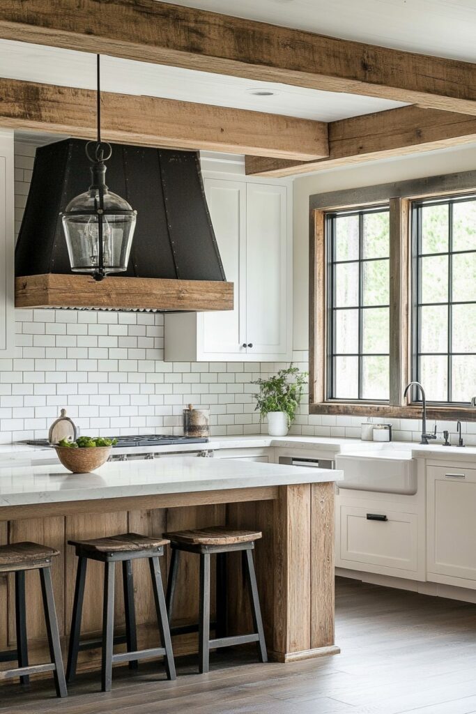 Rustic Meets Modern in Black and White Kitchen Design