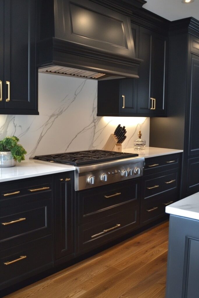 Elegant Contrast in a Black and White Kitchen