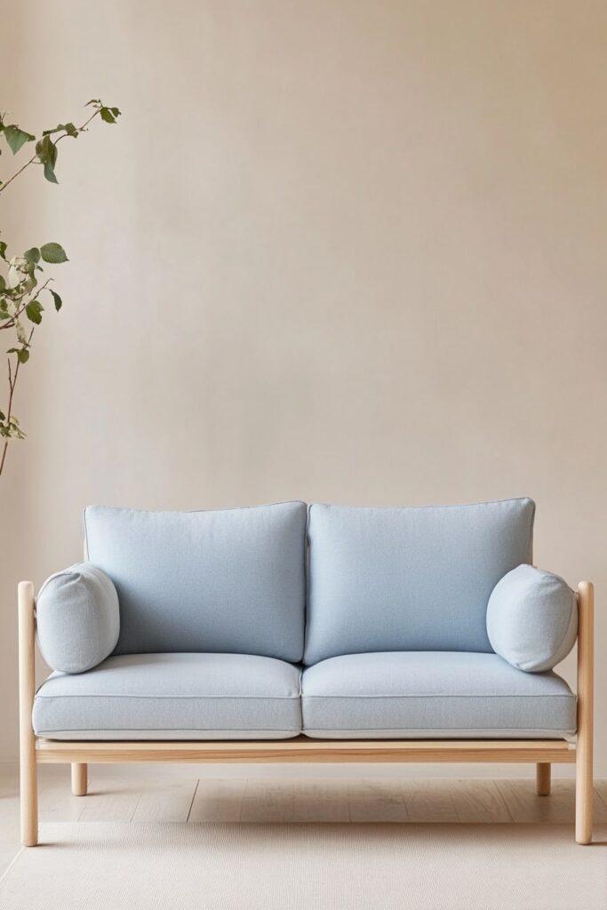 Light Blue Modern Sofa with Scandinavian Simplicity