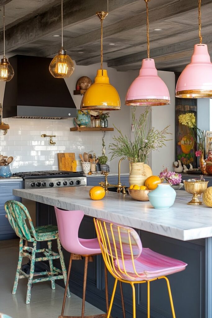 Playful Pops in a Boho-Modern Kitchen

