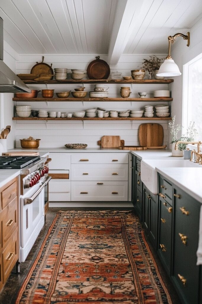 Timeless Boho Style with Open Shelving and Warm Layers

