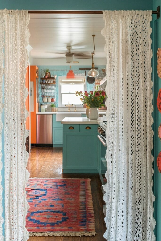 Playful Color and Soft Texture in a Bold Boho Kitchen