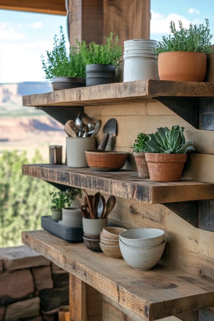 Boho Outdoor Shelf Styling with Natural Texture