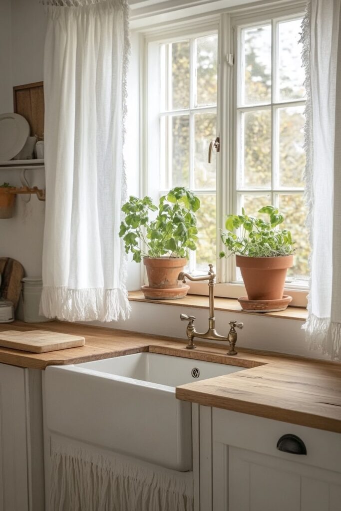 Soft White Light and Window Herbs in a Breezy Boho Nook

