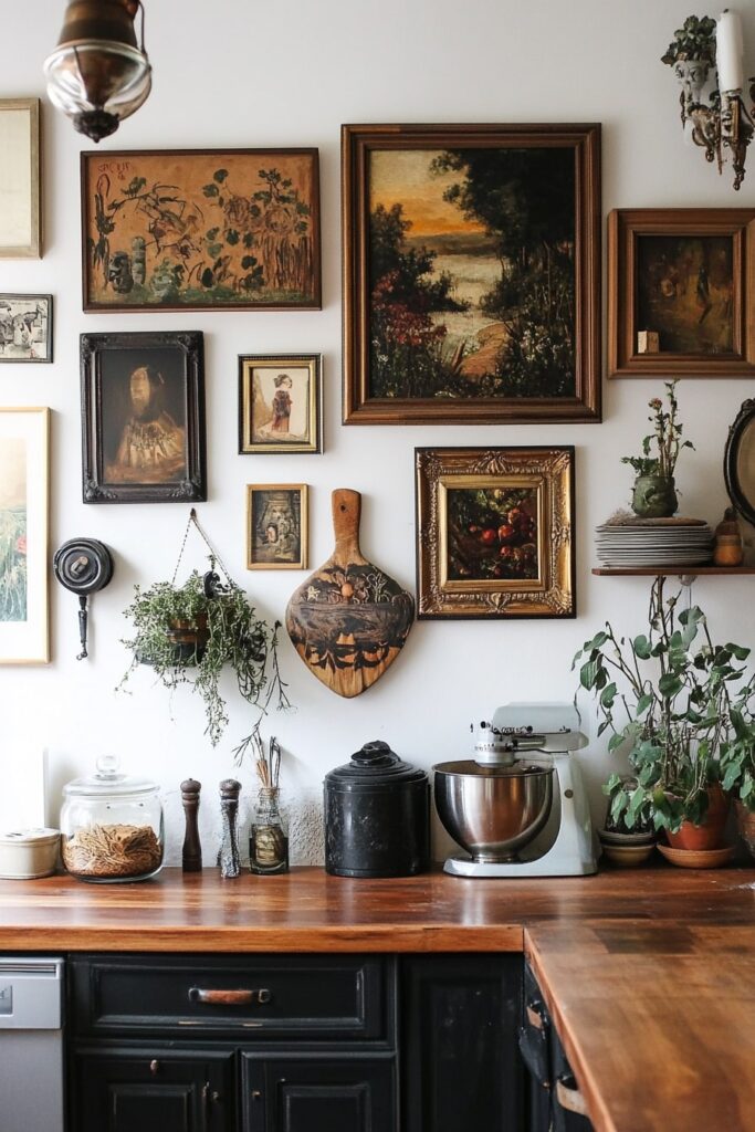 Eclectic Boho Gallery Wall Meets Kitchen Function