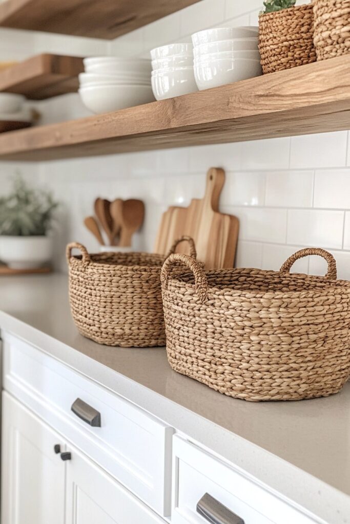 Light and Textured Boho Kitchen with Woven Details

