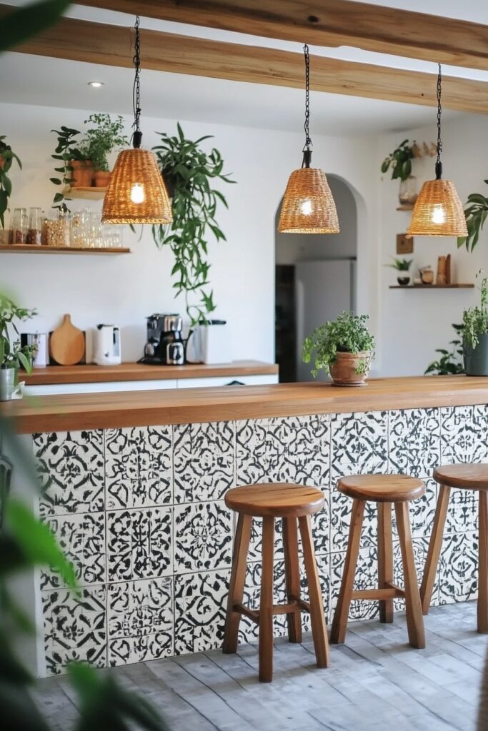 Breezy Boho Breakfast Bar with Patterned Charm

