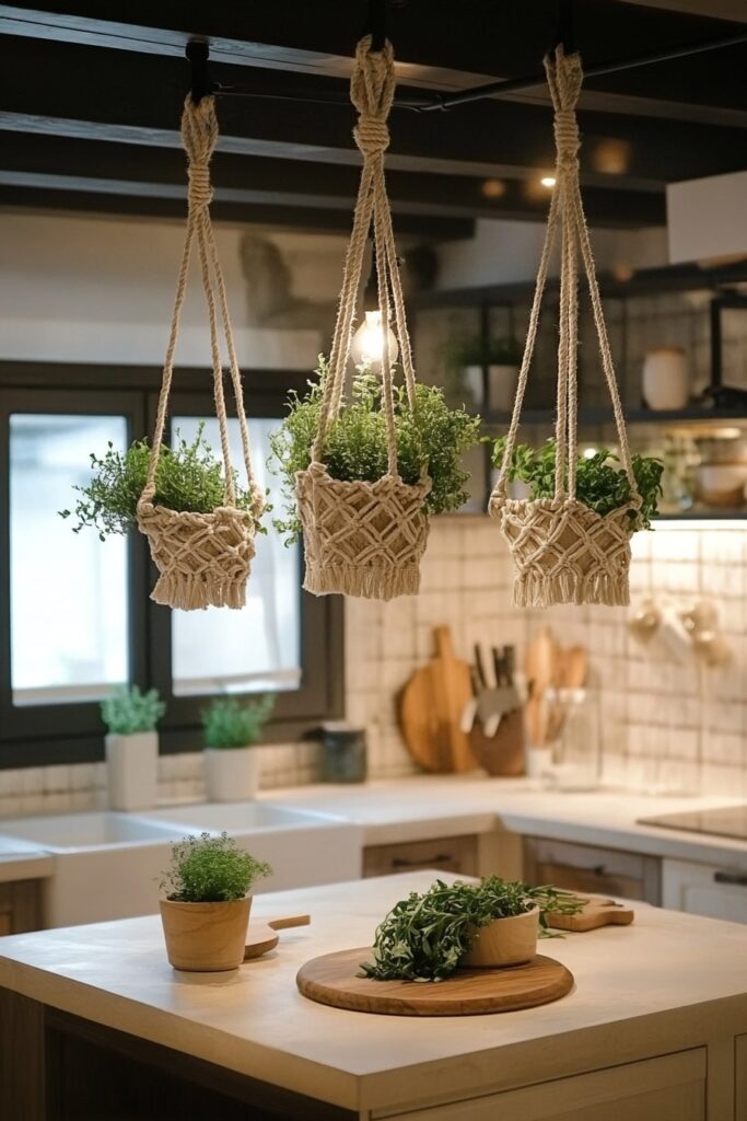Hanging Herbs and Handmade Touches in a Boho Kitchen