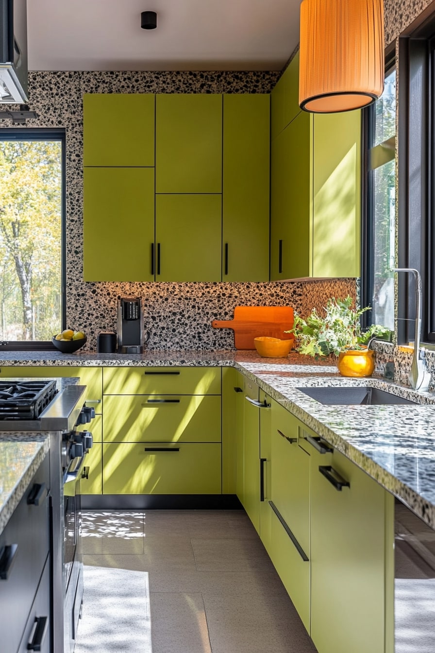 Bold Modern Green Kitchen with Striking Contrast