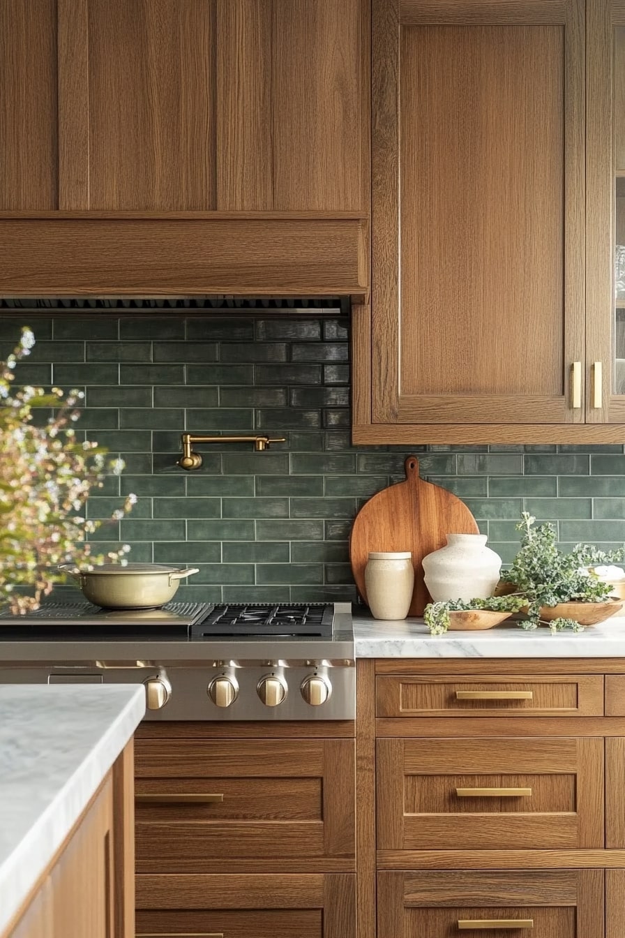 Warm Wood Meets Sage Green