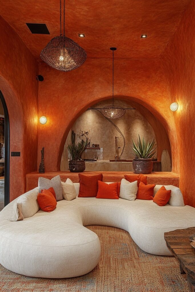 Bold Terracotta Elegance with Curves and Warmth