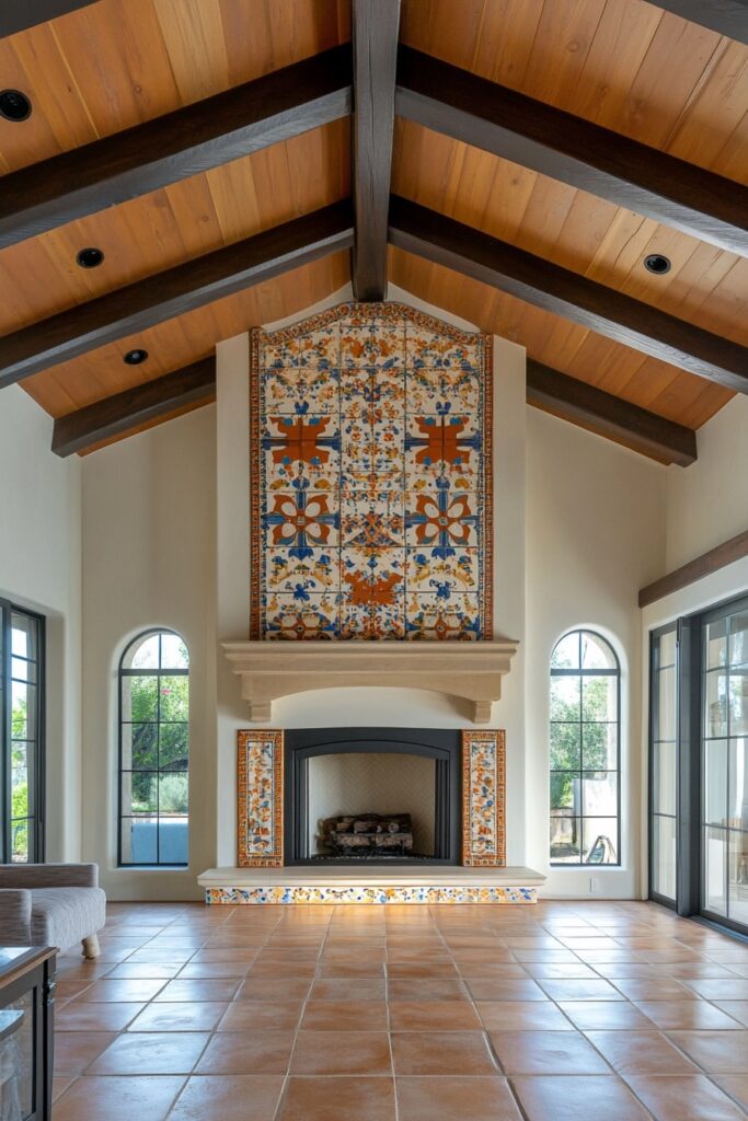 Colorful Tilework Anchored by Mediterranean Craft
