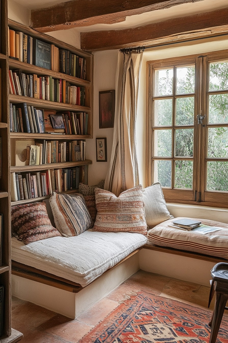Cozy Reading Nook With Rustic Charm