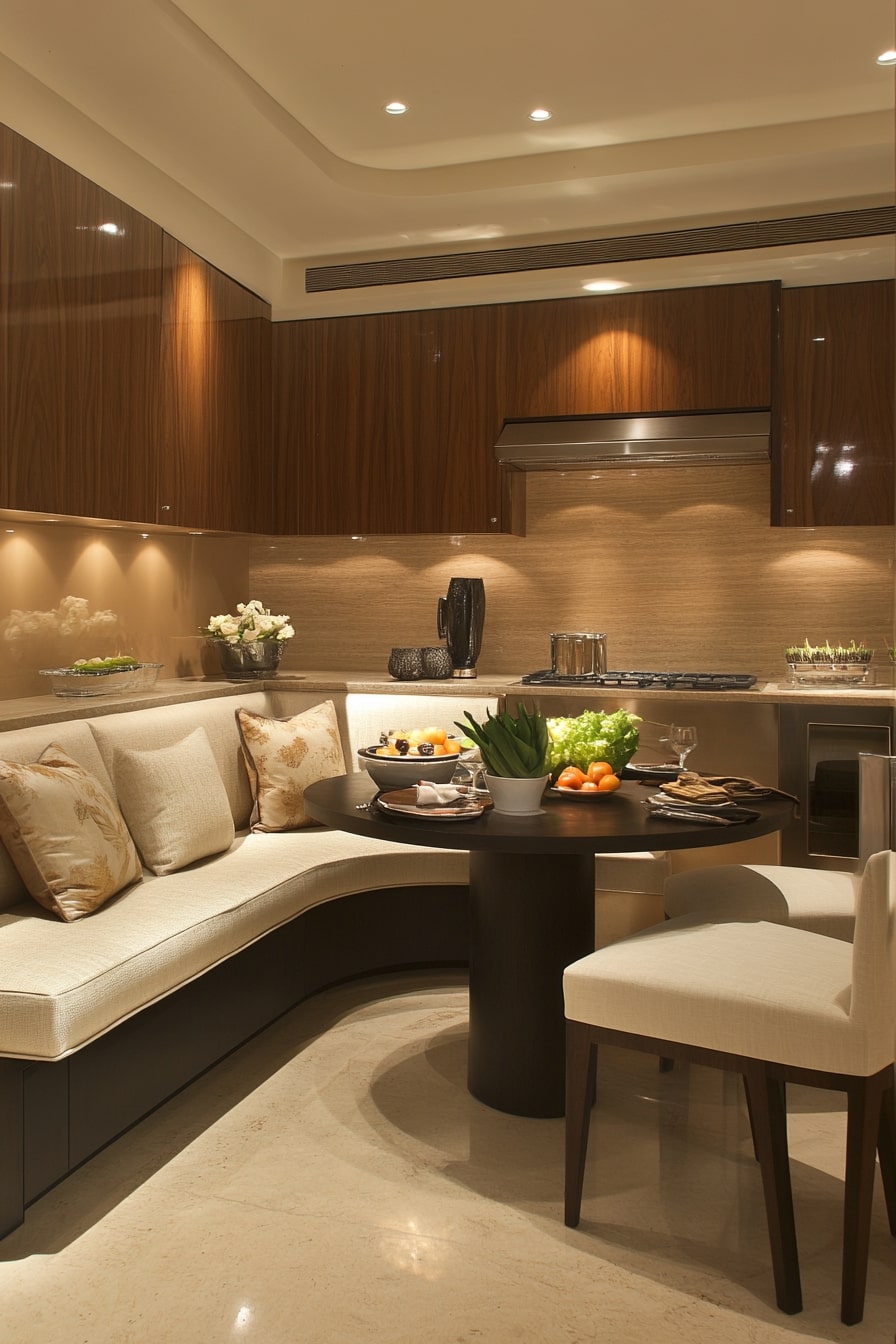 Elegant Curve in a Luxe Compact Kitchen