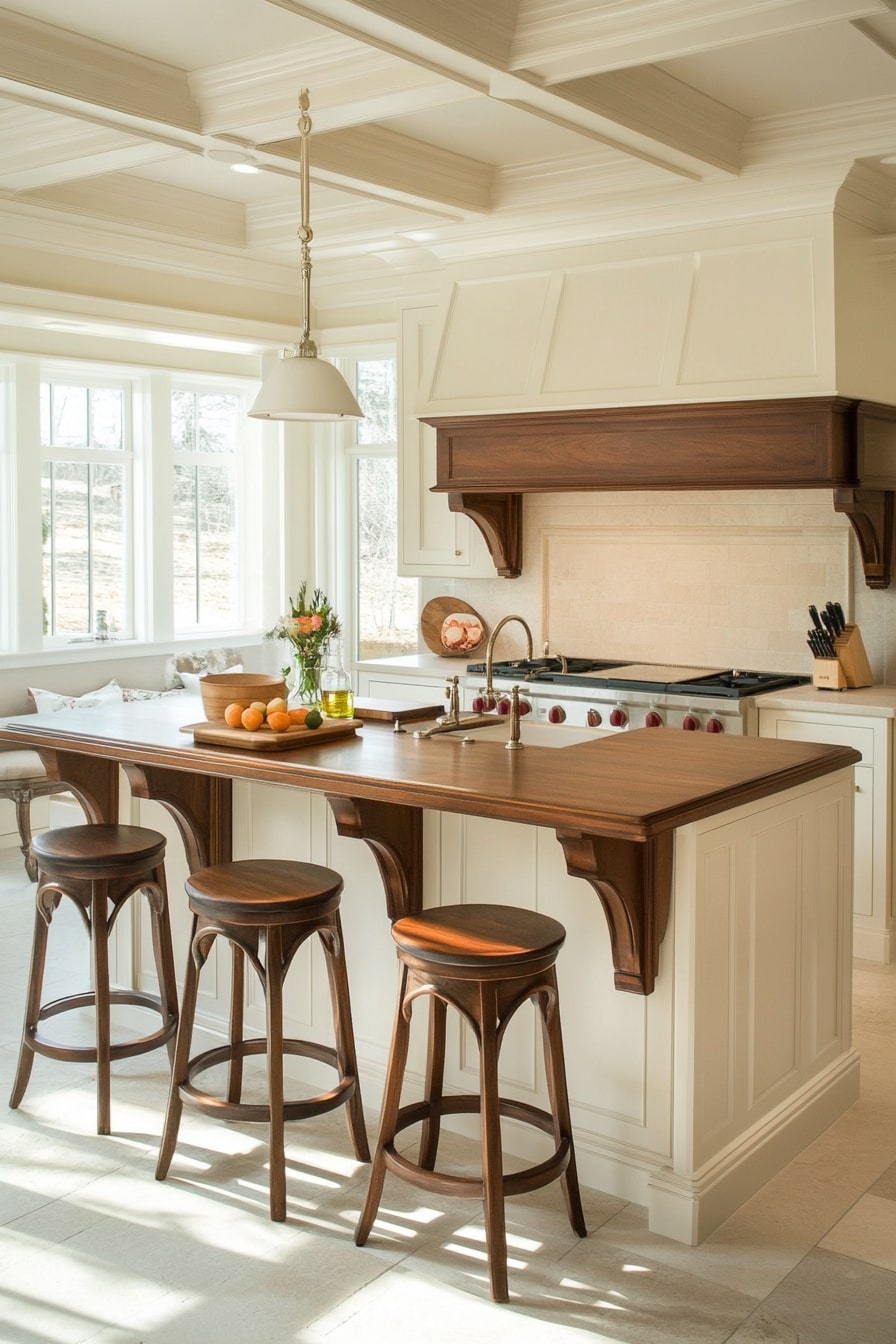 Elegant Cottage Charm with Rich Wood Details