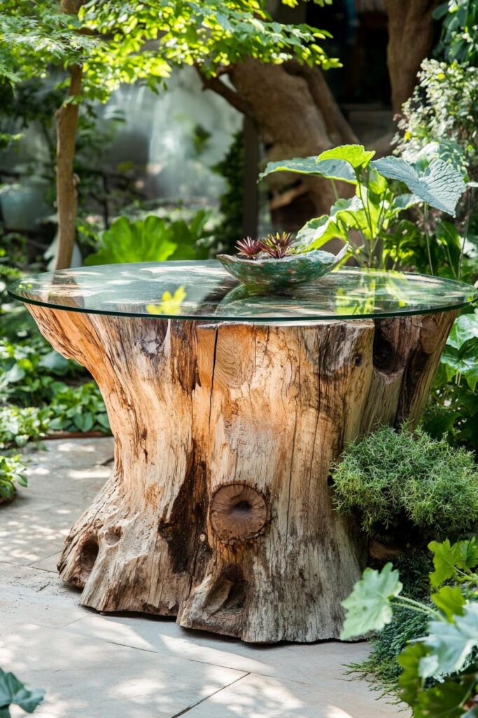 Tree Stump Garden Table