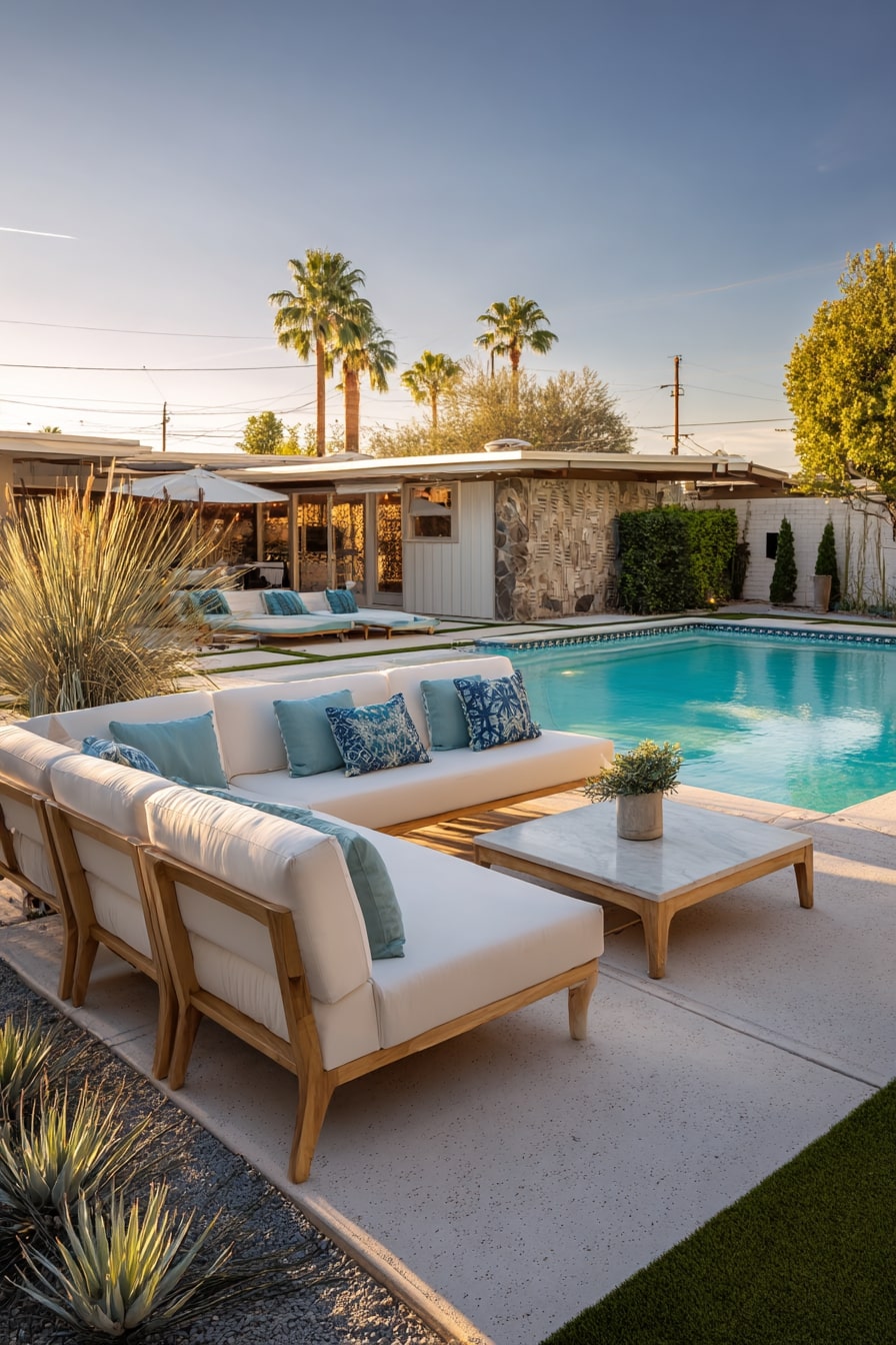 10. Poolside Lounge with Integrated Seating