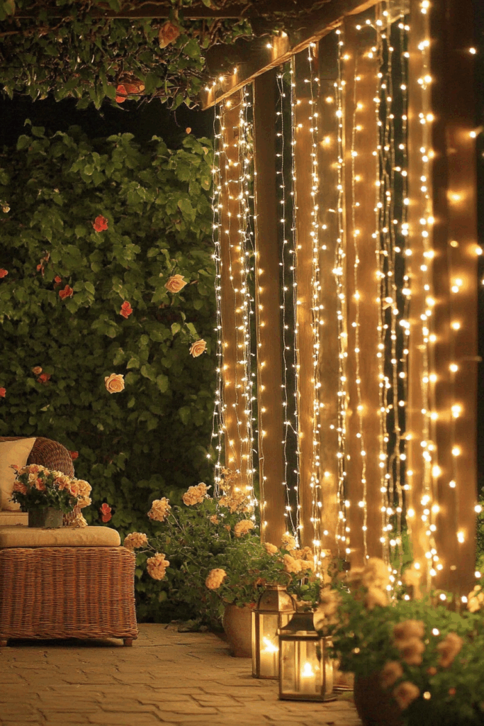 Lantern-Hanging String Light Curtain
