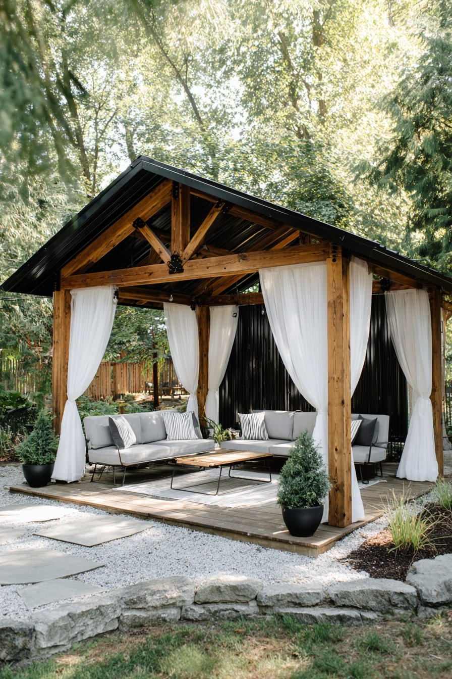 12. Pavilion with Outdoor Curtains for a Private Escape