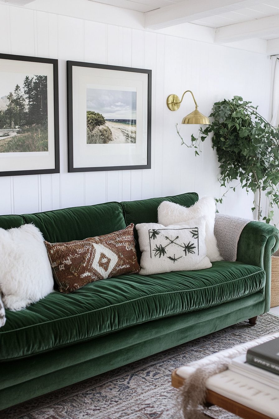 White and Emerald Green