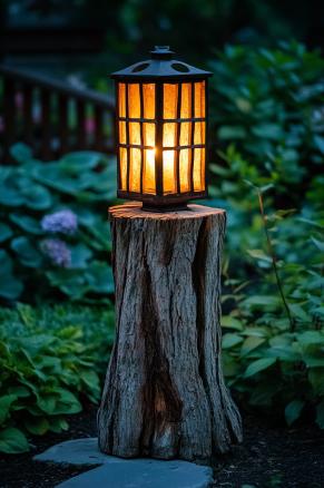 Tree Stump Lantern Pedestal
