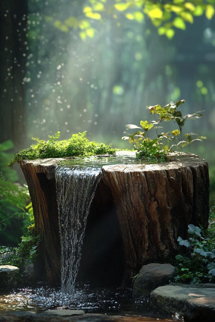 Hollow Log Water Fountain