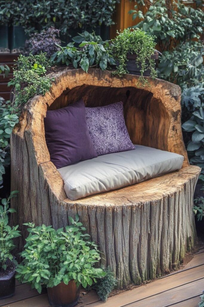 Stump Seating with Built-In Storage