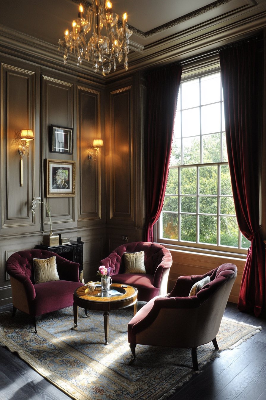 Taupe and Burgundy