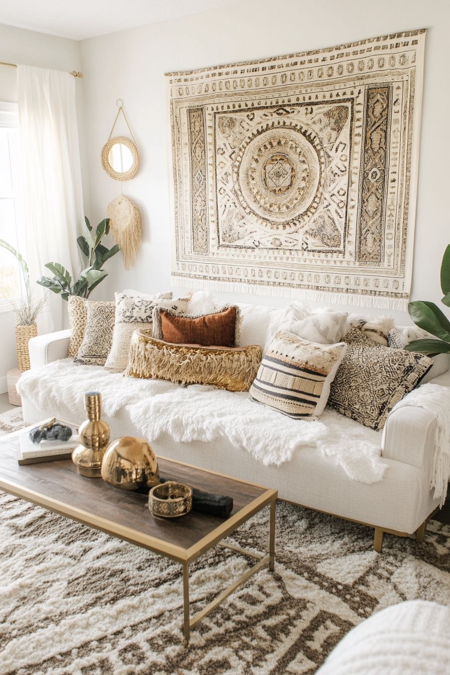 Boho Tapestry and Metallic Accents