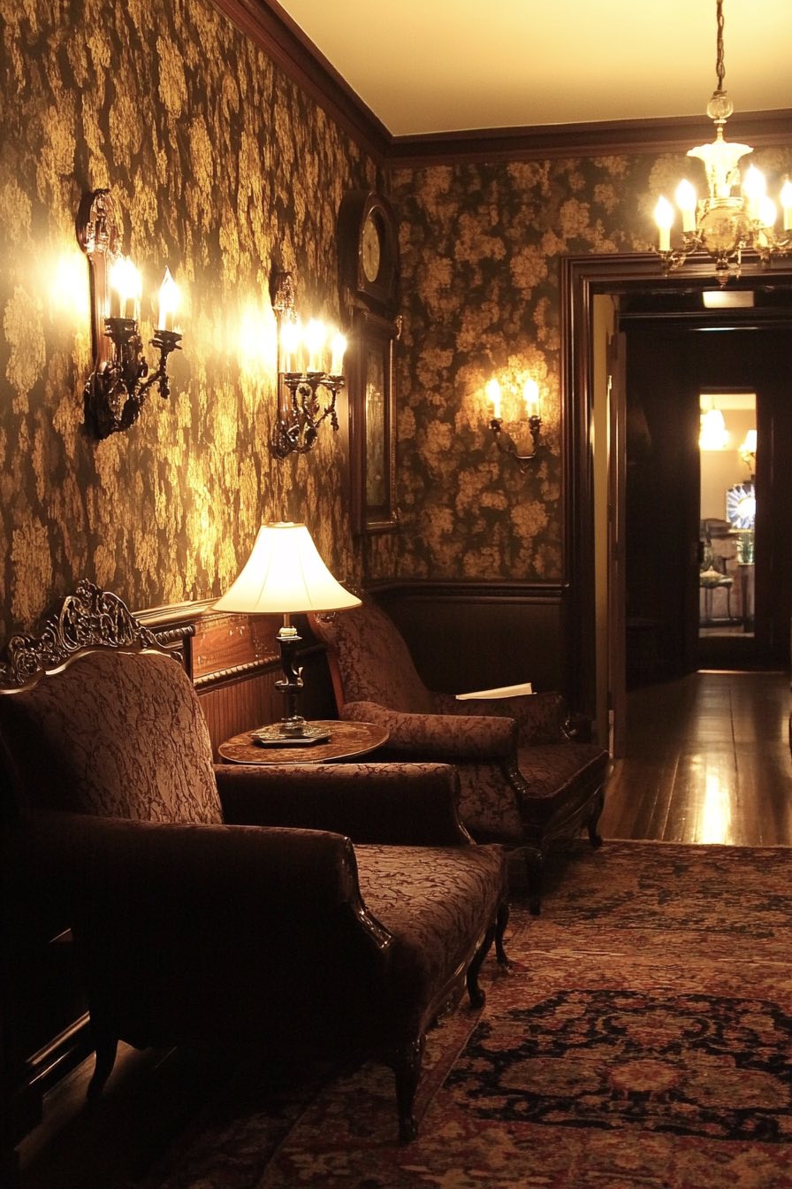 Mahogany Furniture and Candle Wall Sconces