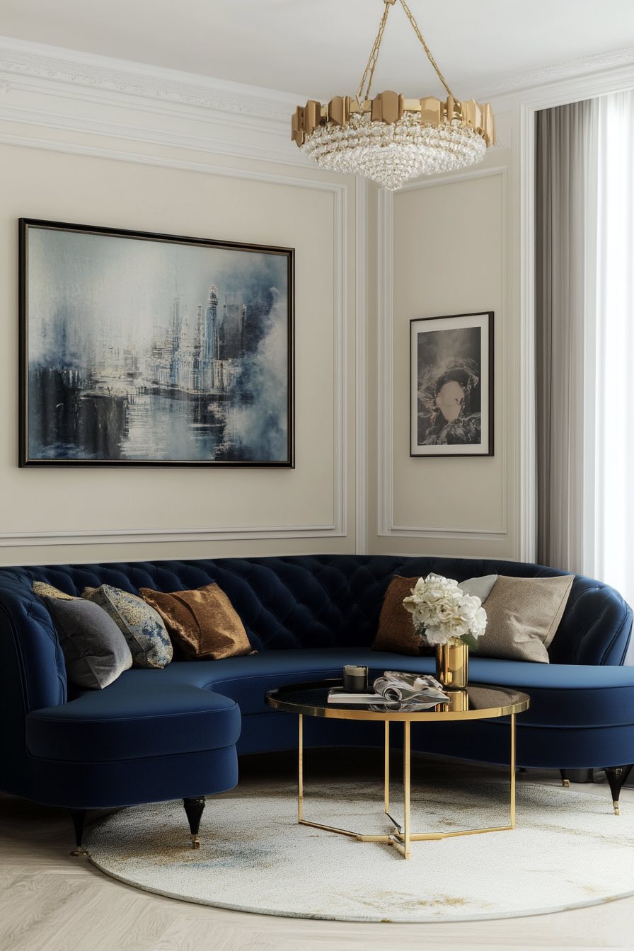 Cream and Midnight Blue
