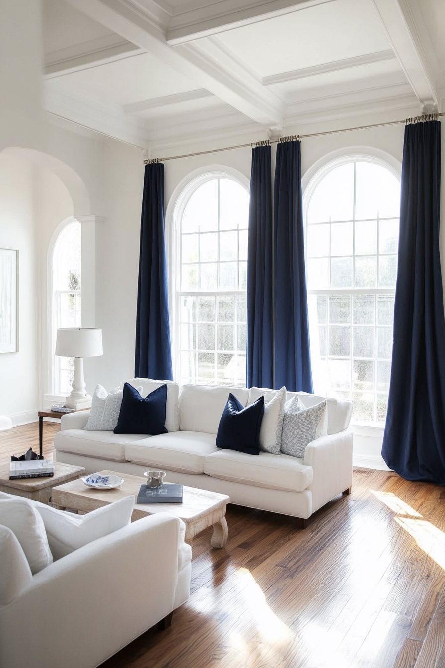 White with Navy Accents