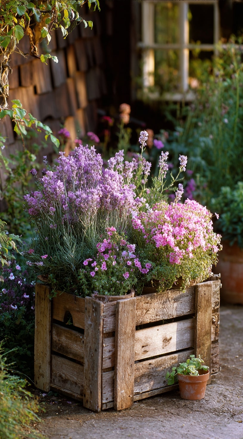 19. Upcycled Crate Garden