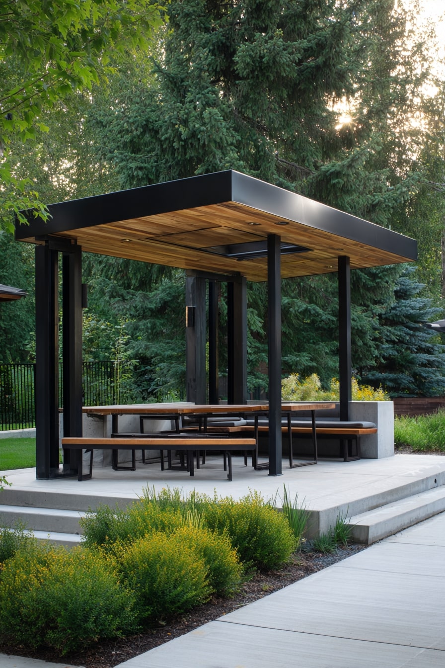 2. Modern Metal Pavilion for a Sleek Touch
