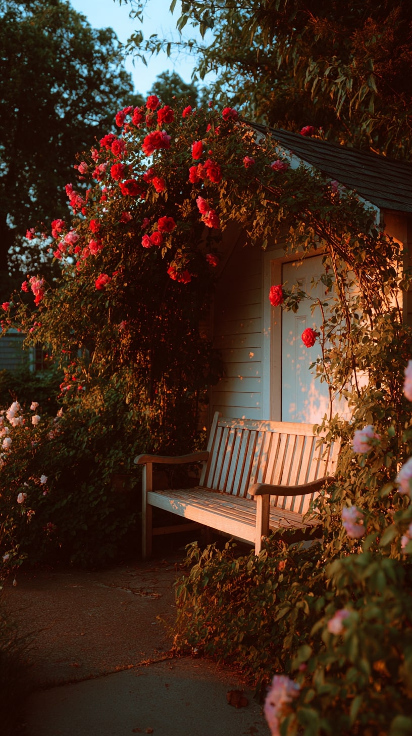 22. Hidden Rose Nook with a Bench