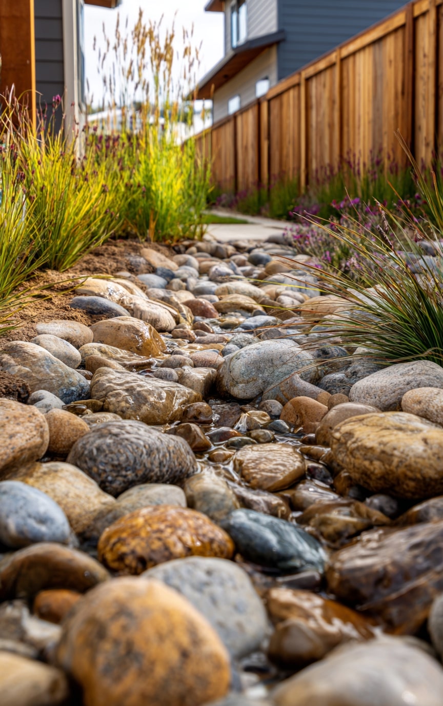 3. Dry Creek Beds for Natural Drainage