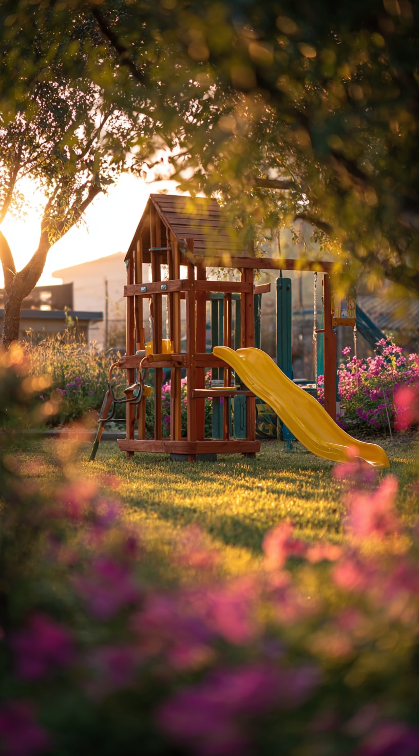 3. Swing Set with Monkey Bars and Slide