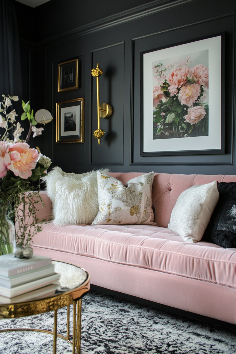 Charcoal Gray and Blush Pink