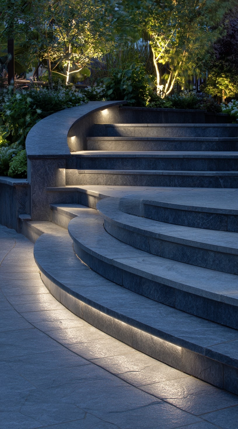 5. LED-Lit Steps for Night Drama