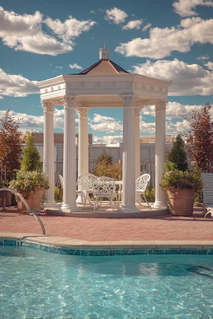 5. Pavilion with a Built-In Fireplace for Cozy Evenings