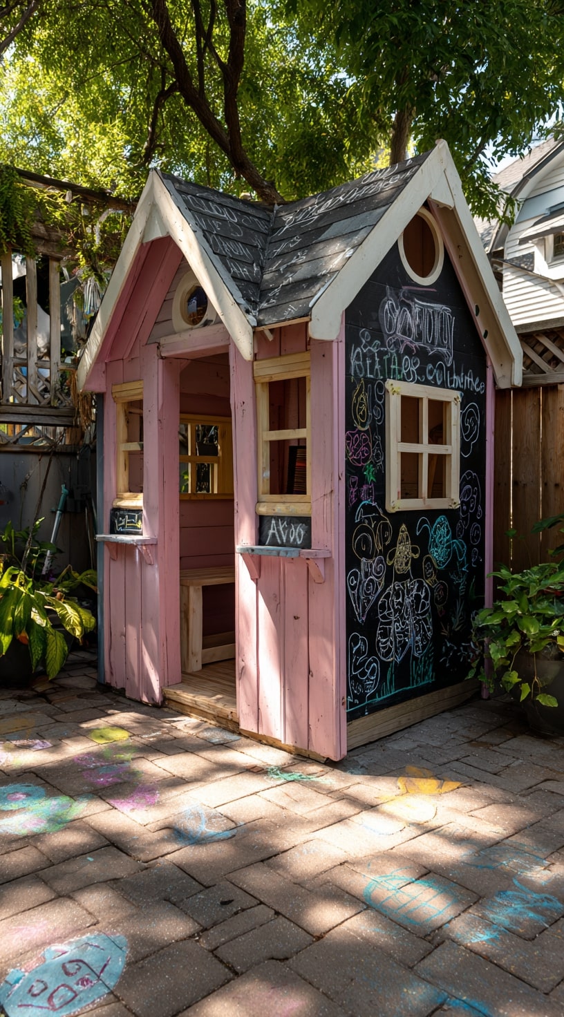 5. Playhouse with a Chalkboard Wall
