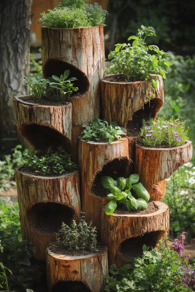 Stacked Stump Herb Garden